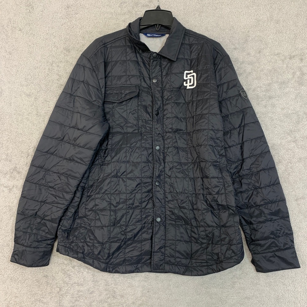 NWT Cutter & Buck Padres Quilted  Jacket Men's XL Black Recycled Nylon Full Zip